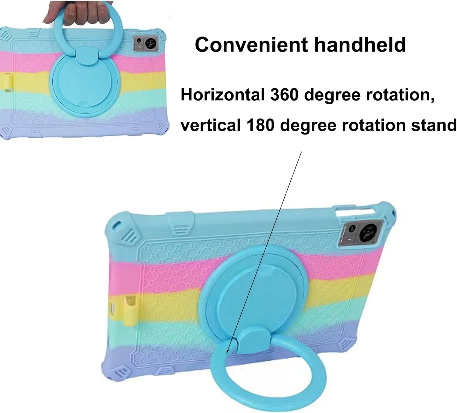Tablet Case for Teclast T60 12 Inch,Soft Anti-Stress Silicone Case with Rotate Stand/Pencil Holder/Shoulder Strap/Pen for Teclast T60 (Colorful Light Blue)