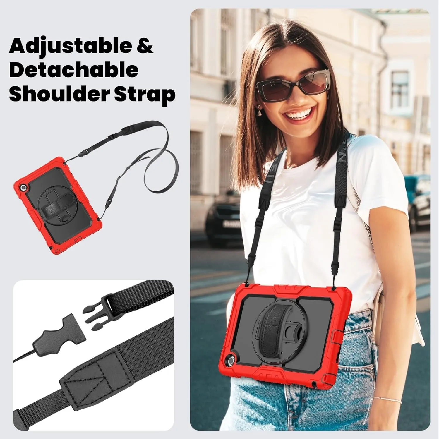 Tablet PC Bags Cases Sleeves Compatible with Lenovo Tab 10.1"（TB-311XU）/ K10C TB-311FU Heavy Duty Shockproof TPU Case,Protective Cover W Screen Protector 380 Swivel Kickstand Hand Strap Shoulder Strap