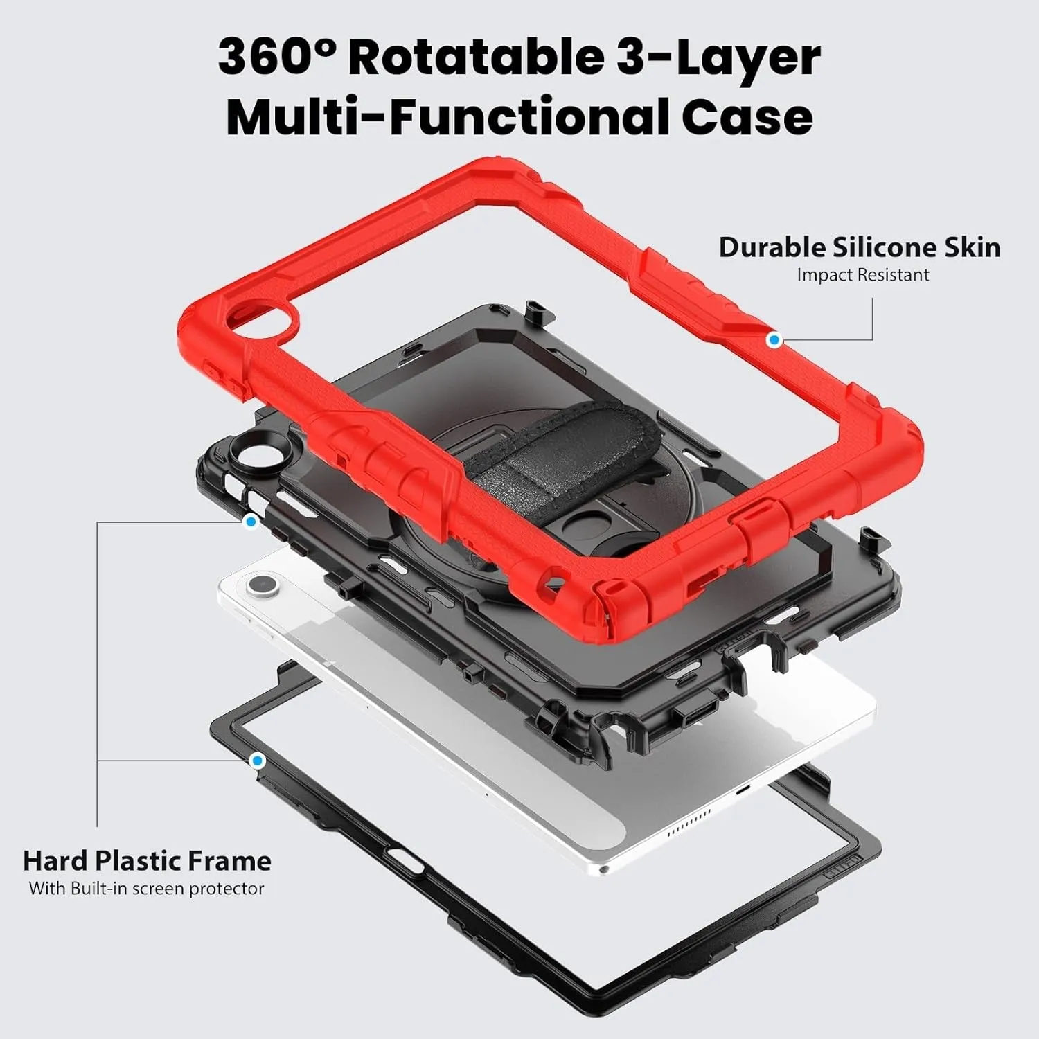 Tablet PC Bags Cases Sleeves Compatible with Lenovo Tab 10.1"（TB-311XU）/ K10C TB-311FU Heavy Duty Shockproof TPU Case,Protective Cover W Screen Protector 380 Swivel Kickstand Hand Strap Shoulder Strap