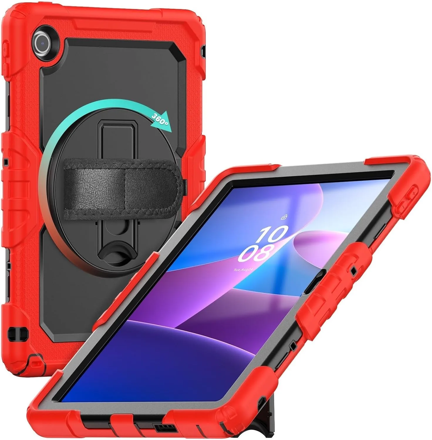 Tablet PC Bags Cases Sleeves Compatible with Lenovo Tab 10.1"（TB-311XU）/ K10C TB-311FU Heavy Duty Shockproof TPU Case,Protective Cover W Screen Protector 380 Swivel Kickstand Hand Strap Shoulder Strap