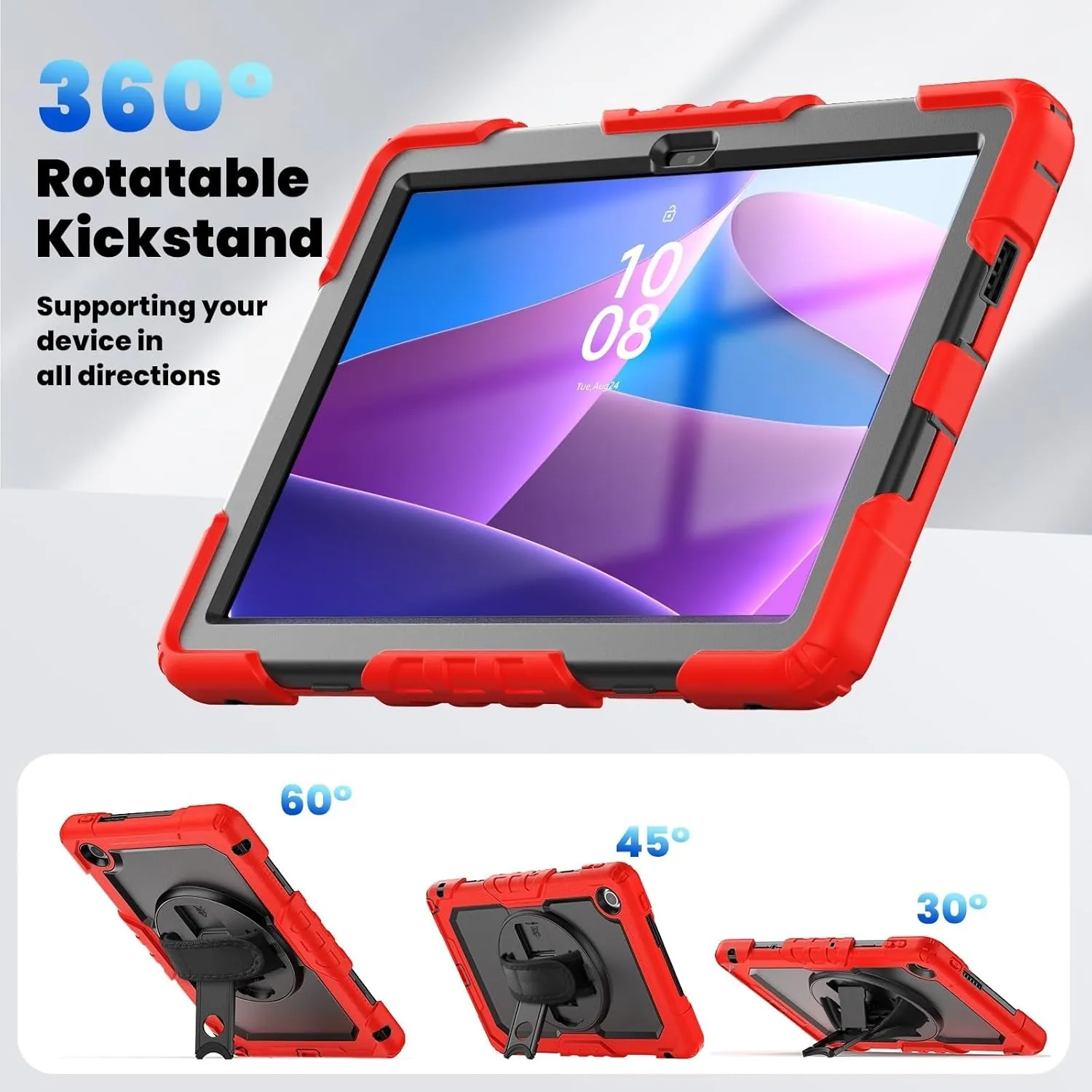 Tablet PC Bags Cases Sleeves Compatible with Lenovo Tab 10.1"（TB-311XU）/ K10C TB-311FU Heavy Duty Shockproof TPU Case,Protective Cover W Screen Protector 380 Swivel Kickstand Hand Strap Shoulder Strap