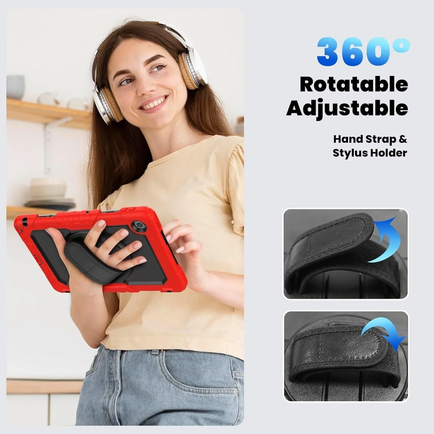 Tablet PC Bags Cases Sleeves Compatible with Lenovo Tab 10.1"（TB-311XU）/ K10C TB-311FU Heavy Duty Shockproof TPU Case,Protective Cover W Screen Protector 380 Swivel Kickstand Hand Strap Shoulder Strap