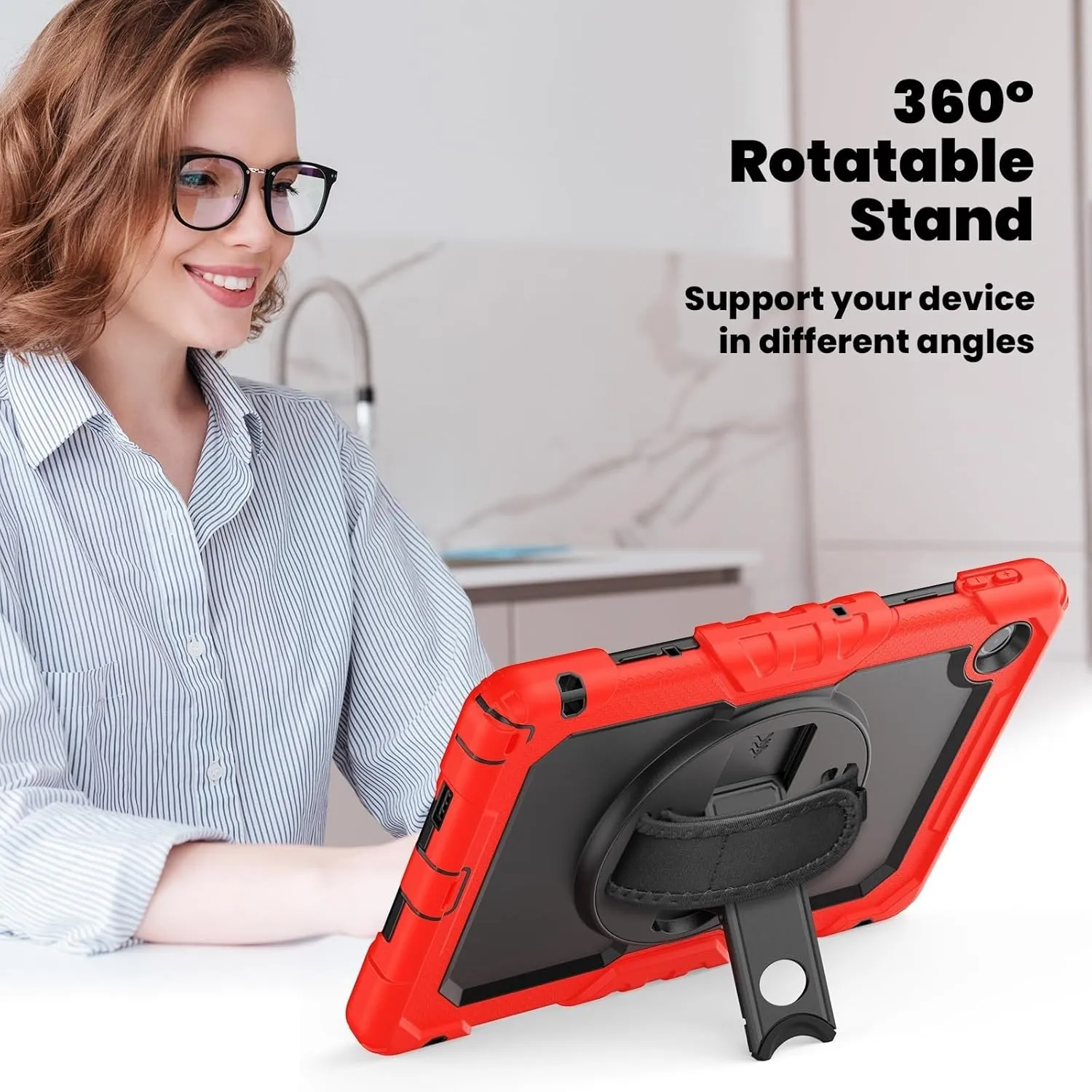Tablet PC Bags Cases Sleeves Compatible with Lenovo Tab 10.1"（TB-311XU）/ K10C TB-311FU Heavy Duty Shockproof TPU Case,Protective Cover W Screen Protector 380 Swivel Kickstand Hand Strap Shoulder Strap