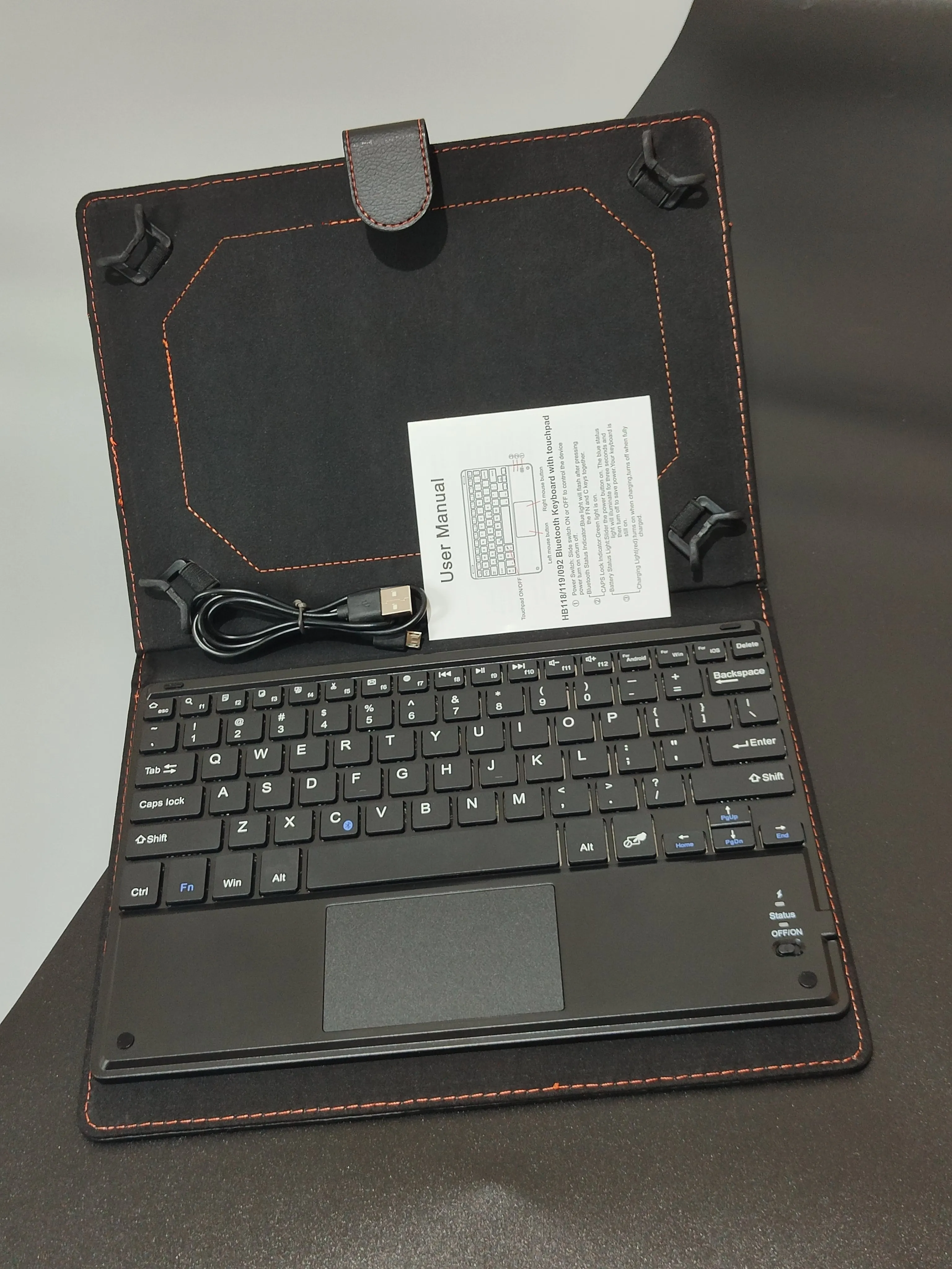 Tablet Stand   Keyboard Folio Case - Faux Leather for iPad, IOS, Android, and Windows