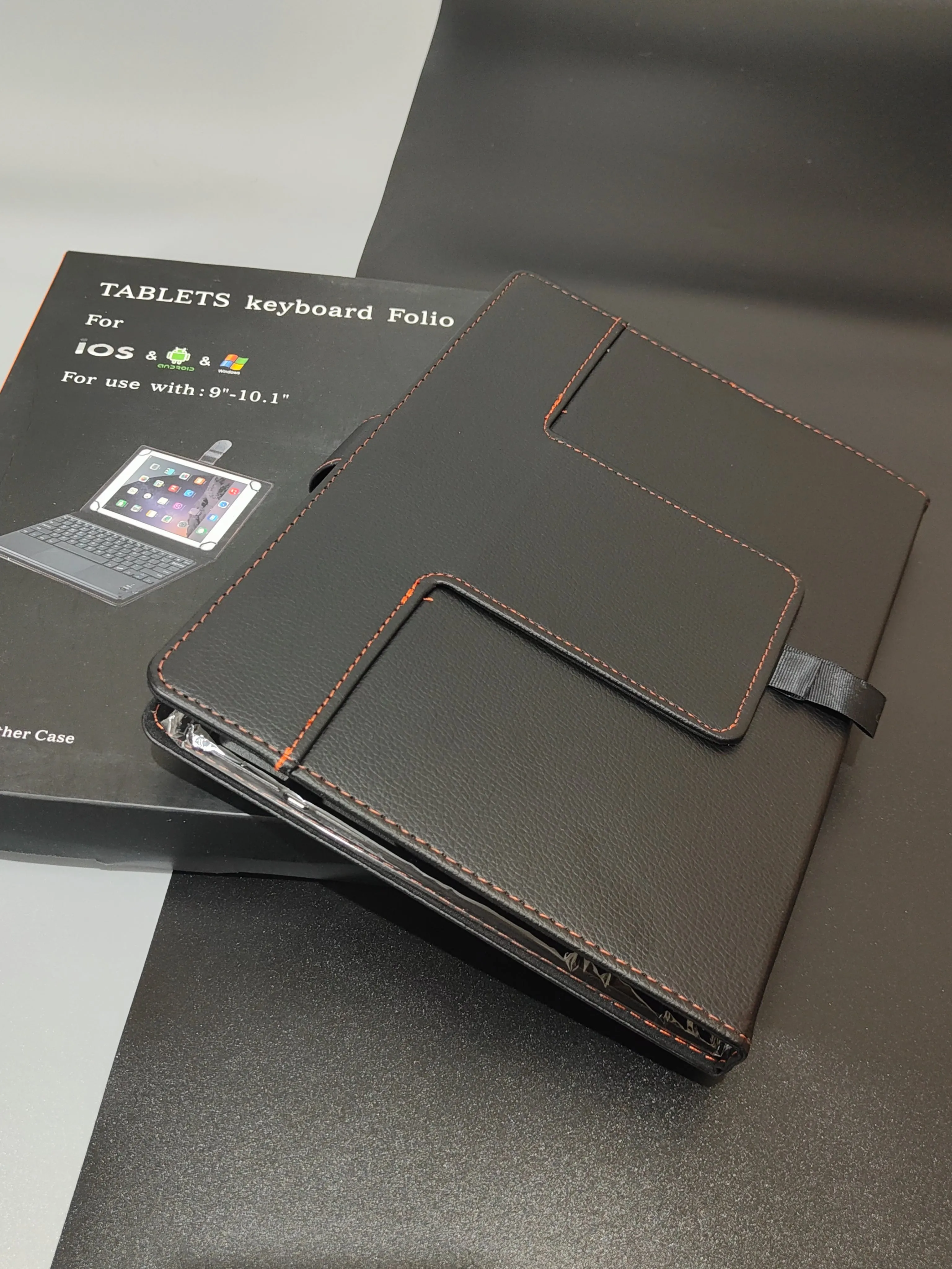 Tablet Stand   Keyboard Folio Case - Faux Leather for iPad, IOS, Android, and Windows