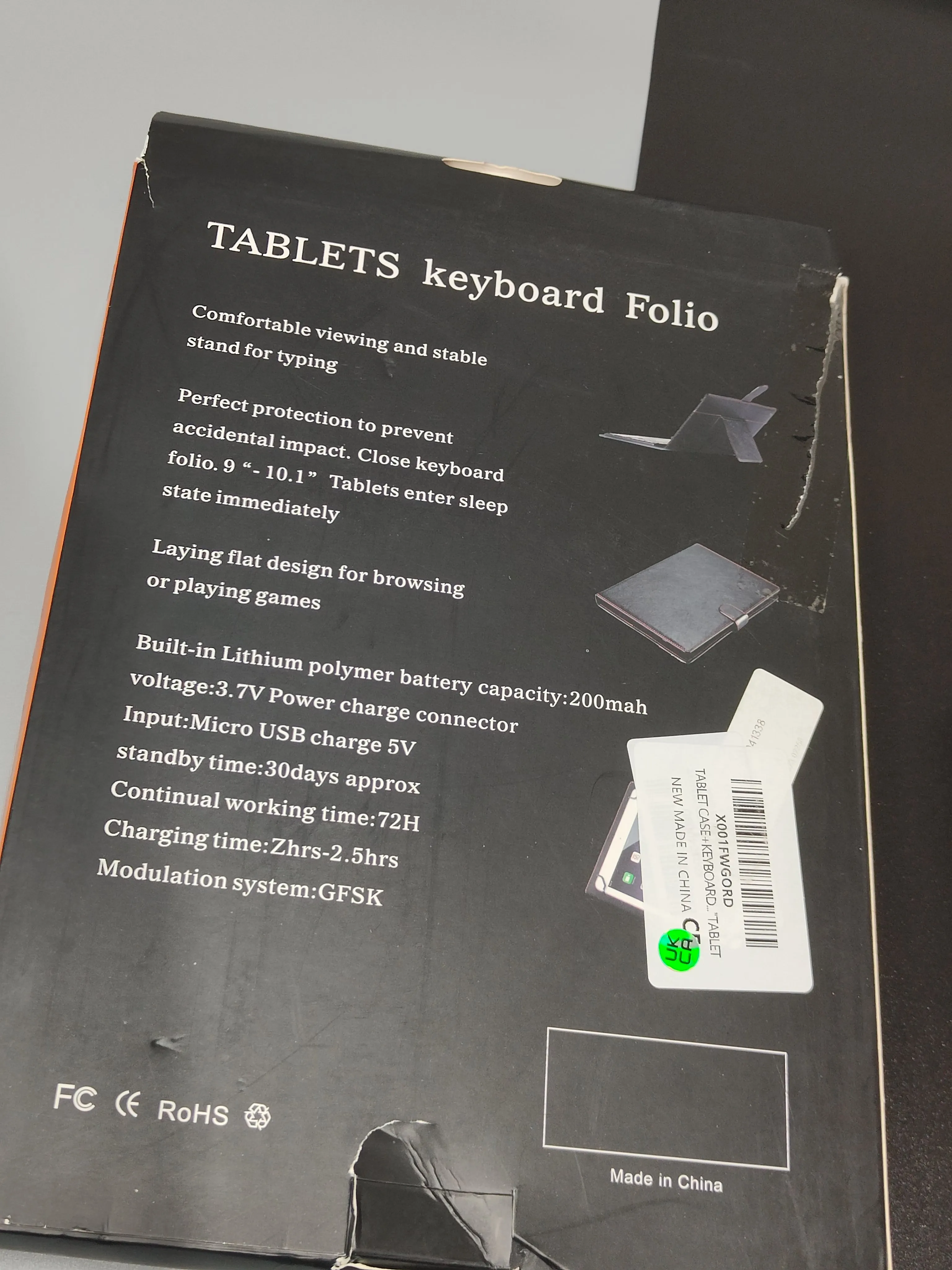 Tablet Stand   Keyboard Folio Case - Faux Leather for iPad, IOS, Android, and Windows