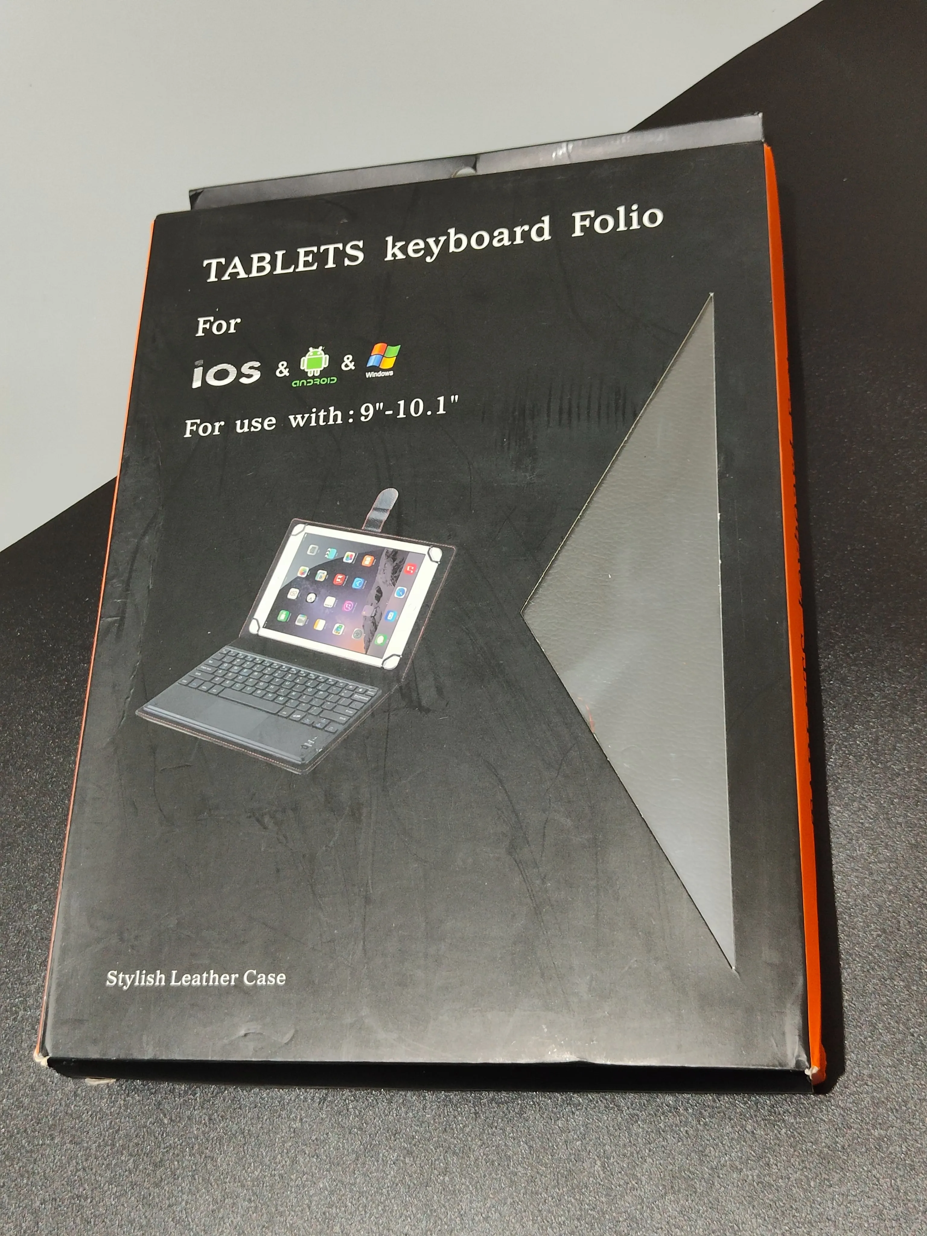 Tablet Stand   Keyboard Folio Case - Faux Leather for iPad, IOS, Android, and Windows