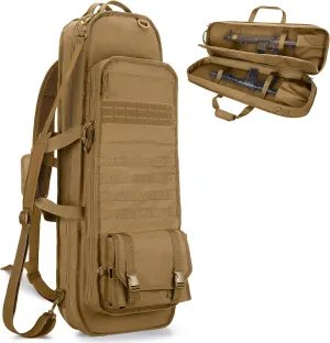 Tactical Rifle Bag Backpack Fits 36” Rifles, Soft Rifle Case with 3 Magazine Holders, Padded Shoulder Straps, Lockable Zipper and Molle System for Hunting and Shooting