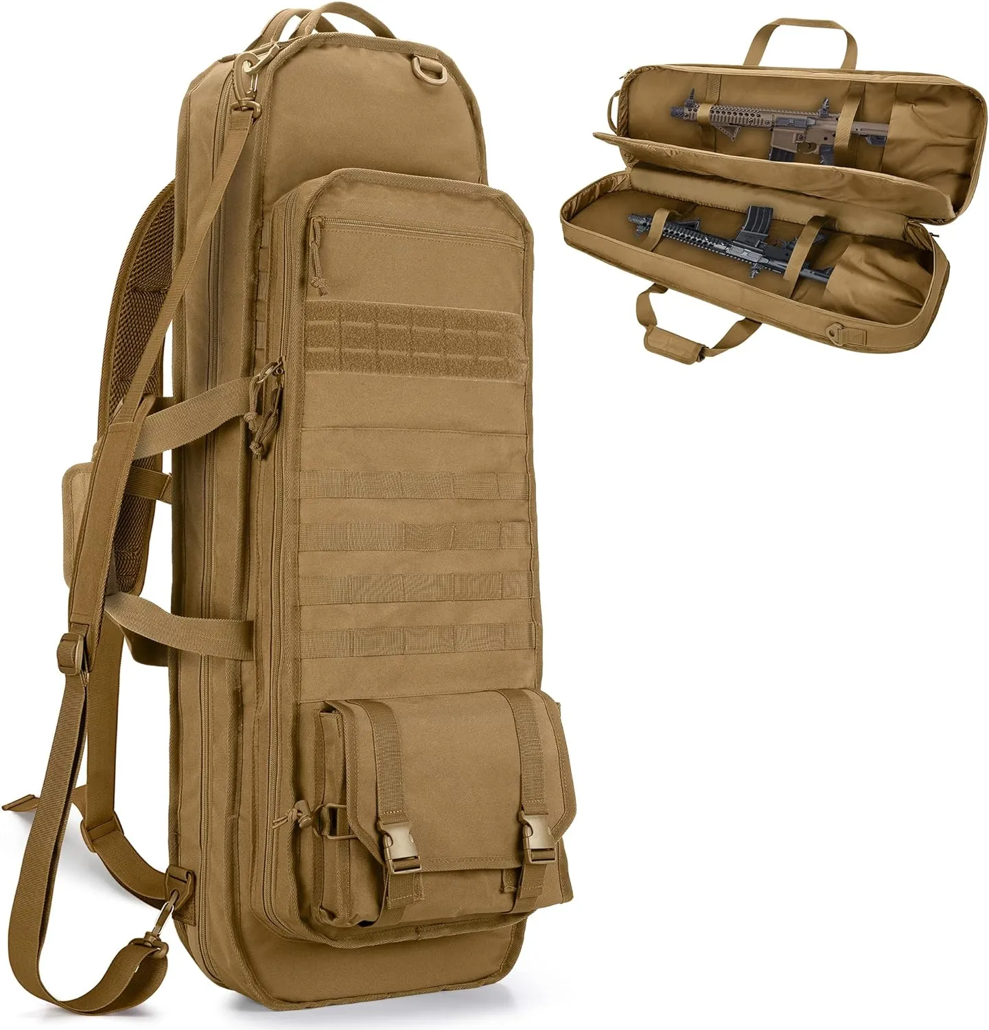 Tactical Rifle Bag Backpack Fits 36” Rifles, Soft Rifle Case with 3 Magazine Holders, Padded Shoulder Straps, Lockable Zipper and Molle System for Hunting and Shooting