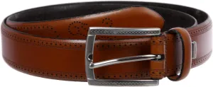 TALLIA Men's 1 1/4" Feather Edged Laser Patterned Leather Dress Belt