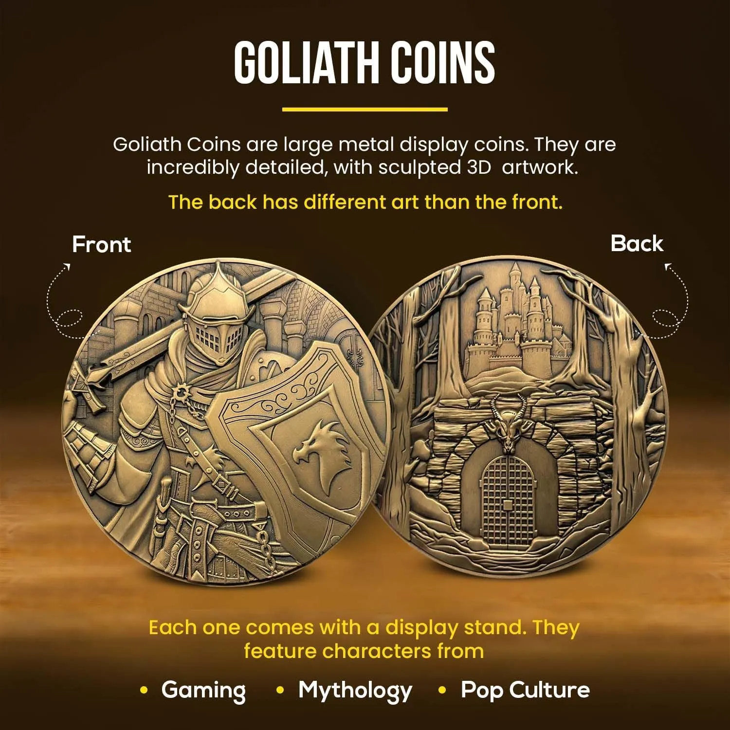 Tarrasque - Large Collectible Display Coin, Includes Stand, 3D Dual-Sided, 2.75", 4oz, Zinc Alloy