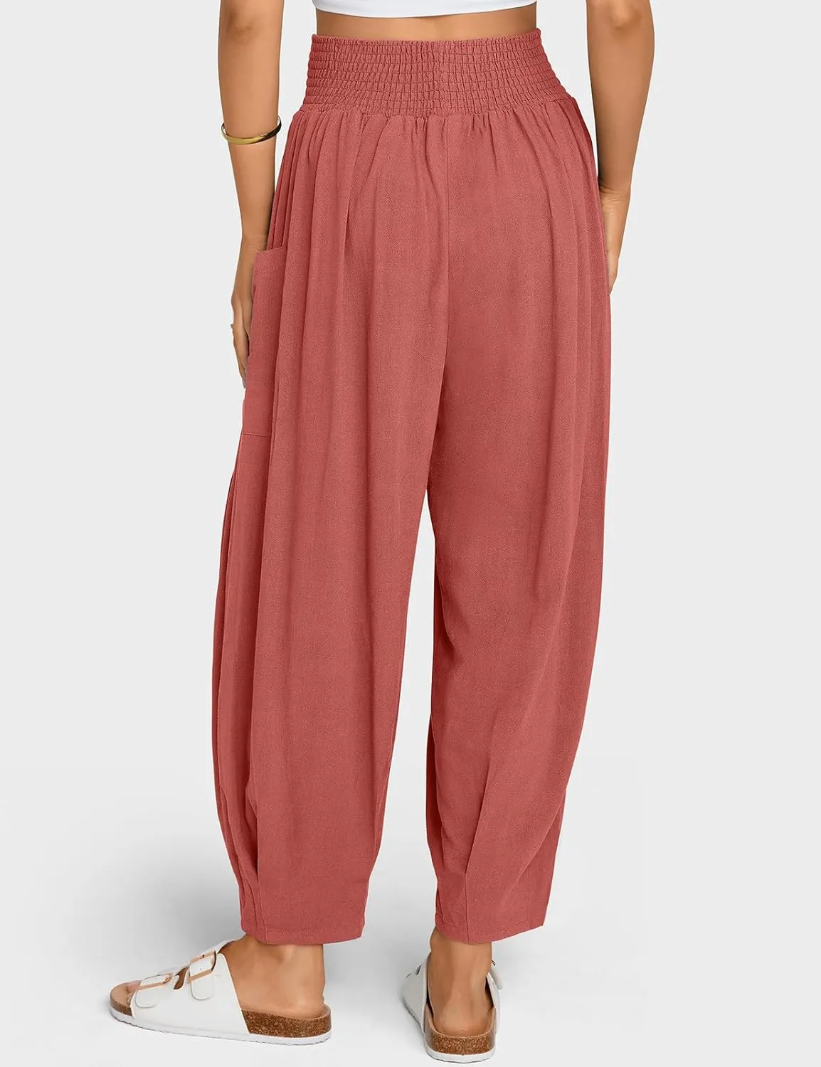 TARSE Women Linen Boho Pants Summer Casual Loose High Waist Cargo Lounge Harem Pant 2025 Beach Travel Vacation Outfits