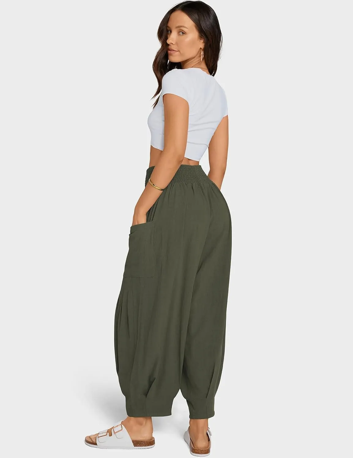 TARSE Women Linen Boho Pants Summer Casual Loose High Waist Cargo Lounge Harem Pant 2025 Beach Travel Vacation Outfits