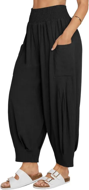 TARSE Women Linen Boho Pants Summer Casual Loose High Waist Cargo Lounge Harem Pant 2025 Beach Travel Vacation Outfits