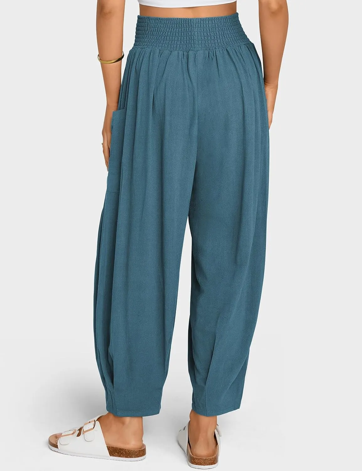TARSE Women Linen Boho Pants Summer Casual Loose High Waist Cargo Lounge Harem Pant 2025 Beach Travel Vacation Outfits