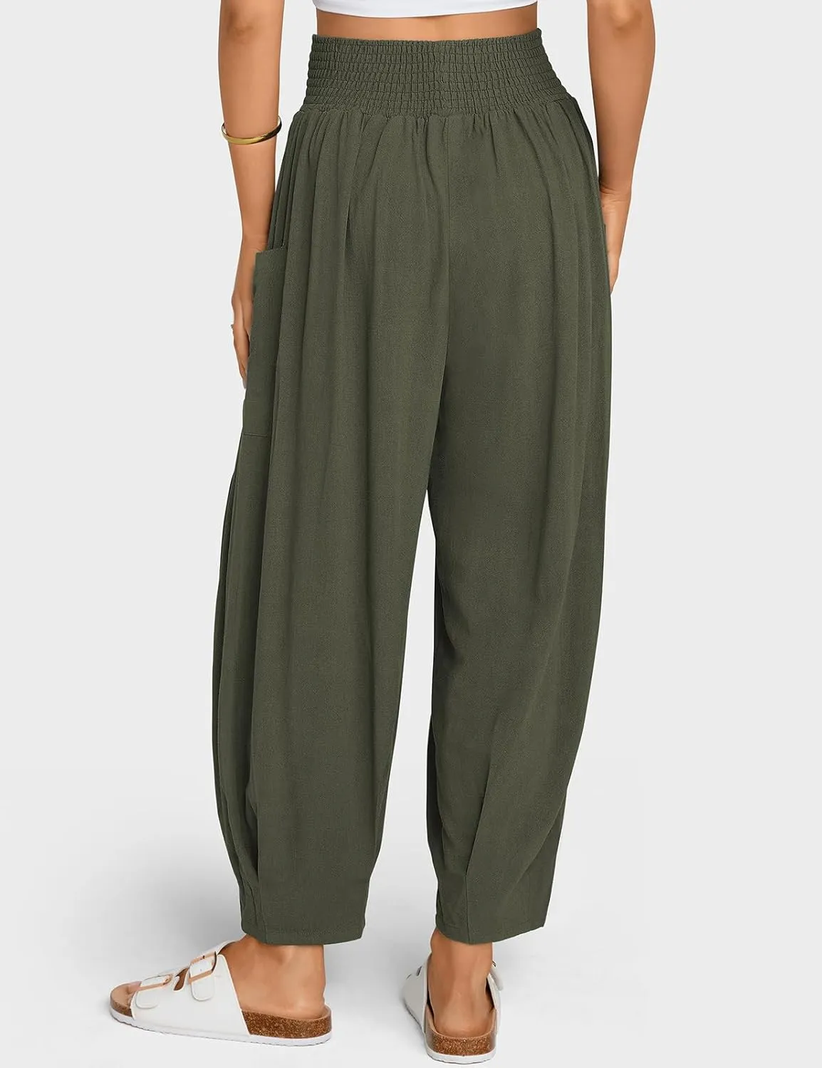 TARSE Women Linen Boho Pants Summer Casual Loose High Waist Cargo Lounge Harem Pant 2025 Beach Travel Vacation Outfits