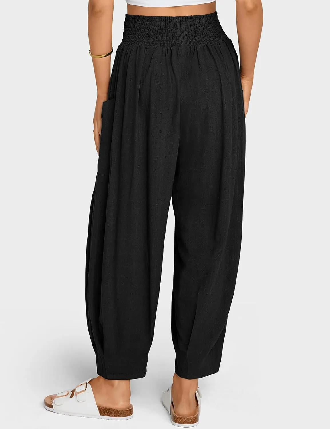 TARSE Women Linen Boho Pants Summer Casual Loose High Waist Cargo Lounge Harem Pant 2025 Beach Travel Vacation Outfits
