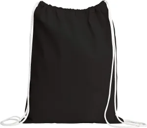 TBF Cotton Drawstring Backpack Gym Sack Canvas Cinch Sport Pack for Men, Women - Set of 12, Black