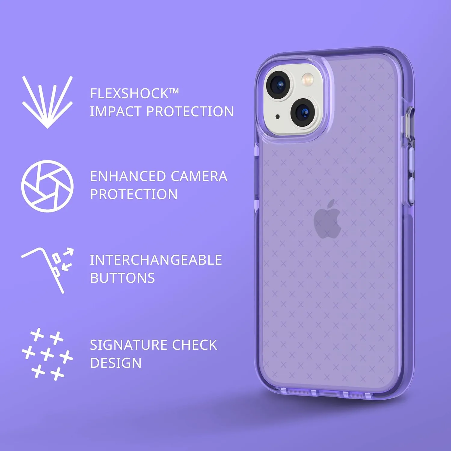 Tech21 iPhone 14 Evo Check – Shock-Absorbing & Slim Protective Phone Case with 16ft FlexShock Multi-Drop Protection & Extra Buttons
