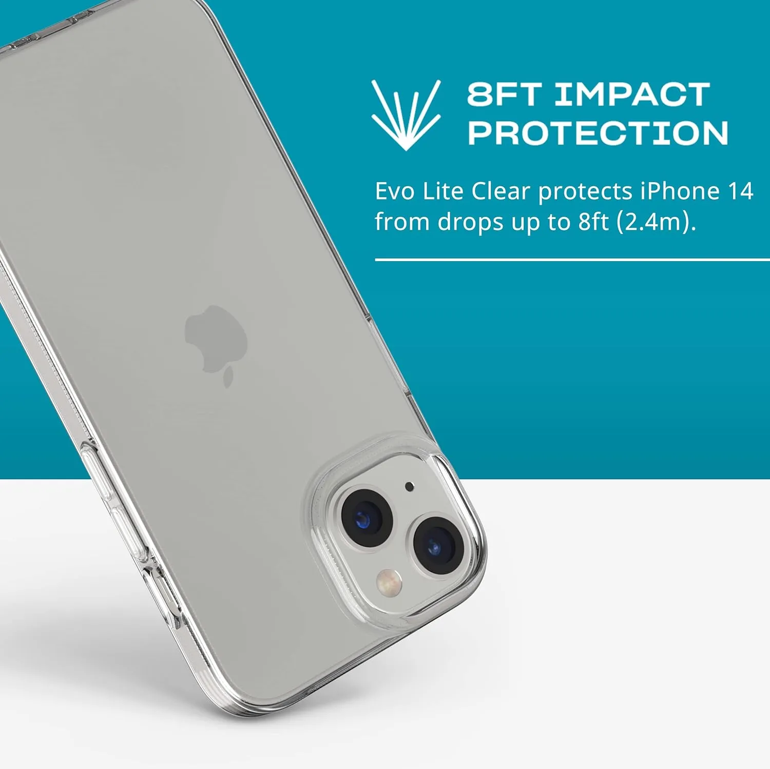 tech21 iPhone 14 Evo Lite – Thin and Clear Shock-Absorbing Phone Case with 8ft Multi-Drop Protection