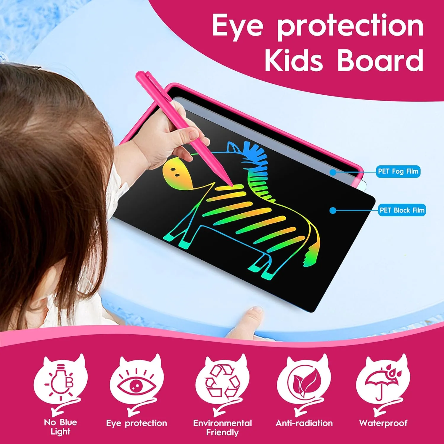 Teen Girl Birthday Gifts, 0 SMALL MODEL LCD Writing Tablet for Kids, Educational Toys for 3-10  Years, Toddler Toys for 1-2 Year Old, Large Rechargeable Doodle Board Pad, Easter Basket Stuffers (Pink)