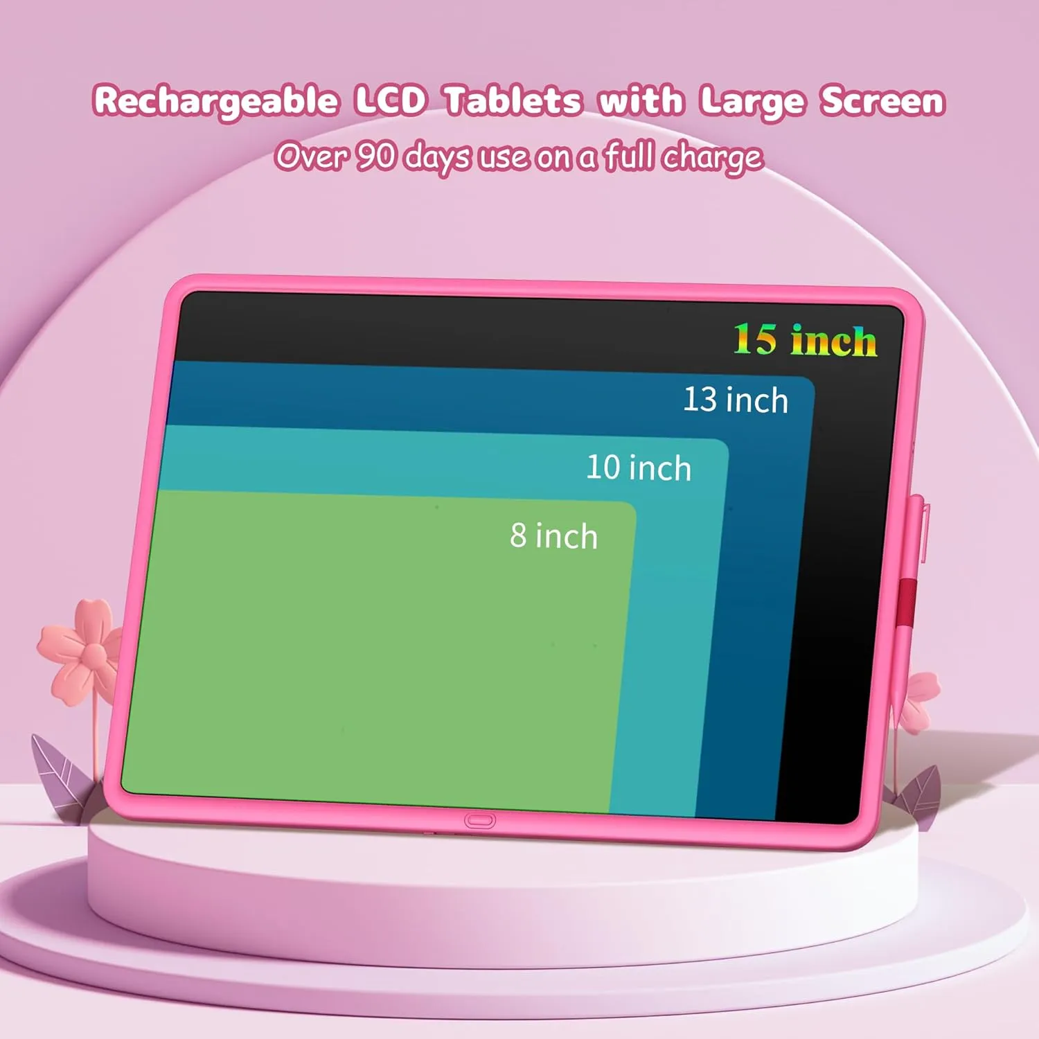 Teen Girl Birthday Gifts, 0 SMALL MODEL LCD Writing Tablet for Kids, Educational Toys for 3-10  Years, Toddler Toys for 1-2 Year Old, Large Rechargeable Doodle Board Pad, Easter Basket Stuffers (Pink)