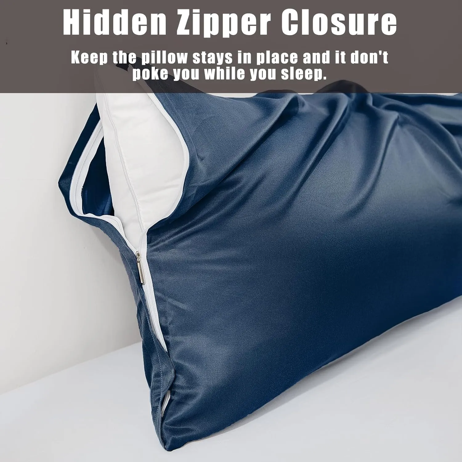 TELUS Body Cooling Pillow Cases Cover, Bamboo Rayon Pillowcases with Zipper Closure, Cool and Breathable Pillow Case for Hot Sleepers and Night Sweats, 20x54 inches, Navy Blue