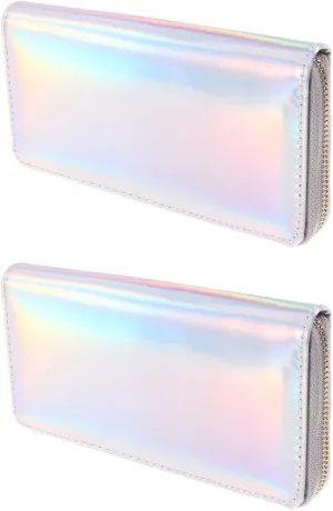 TENDYCOCO 2pcs Zippered Leather Tote Purse Mini Handbag Coin Purses for Women Zip Wallet Female Clutch Bag Travel Small Yiwu