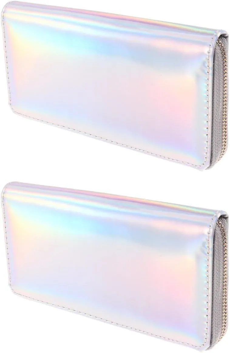 TENDYCOCO 2pcs Zippered Leather Tote Purse Mini Handbag Coin Purses for Women Zip Wallet Female Clutch Bag Travel Small Yiwu