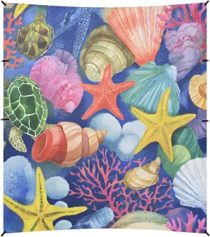 Tents Beach Tent with Sand Anchor, Colorful Seashells Starfish Pattern Portable Canopy Sunshade - 9' x 10' - Sandbags & Reinforced Corners & Stability Poles Sun Shelter Outdoor Camping