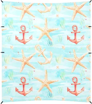 Tents Beach Tent with Sand Anchor, Starfish Ancho R Pattern Nautical Portable Canopy Sunshade - 9' x 10' - Sandbags & Reinforced Corners & Stability Poles Sun Shelter Outdoor Camping