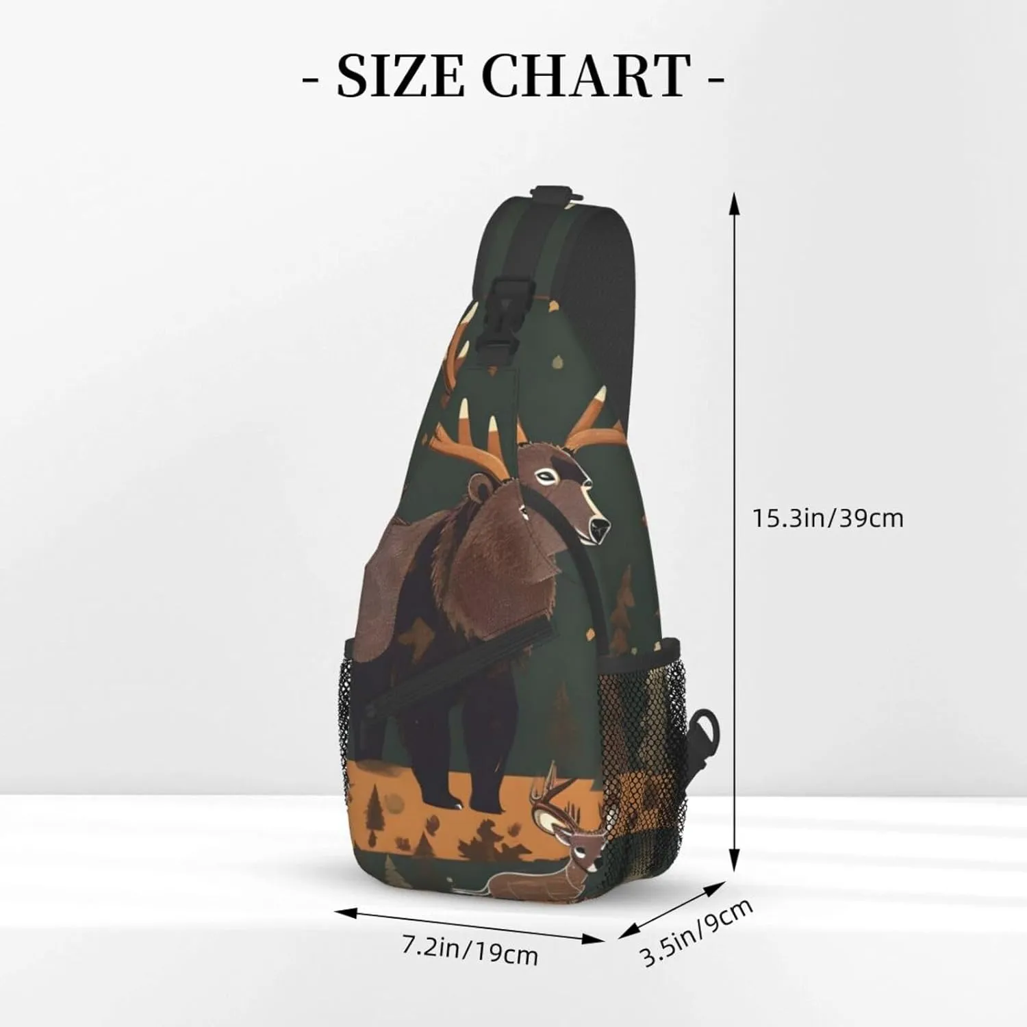 The Lodge Bear Deer Unisex Casual Diagonal Chest Bag,Multipurpose Crossbody Shoulder Bag Travel Hiking Daypack