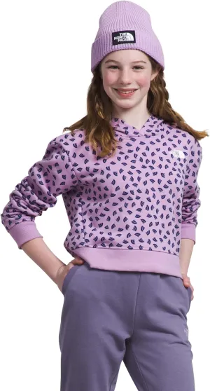 THE NORTH FACE Girls' Camp Fleece Pullover Hoodie Sweatshirt, Lupine TNF Mini Toss Print, Small