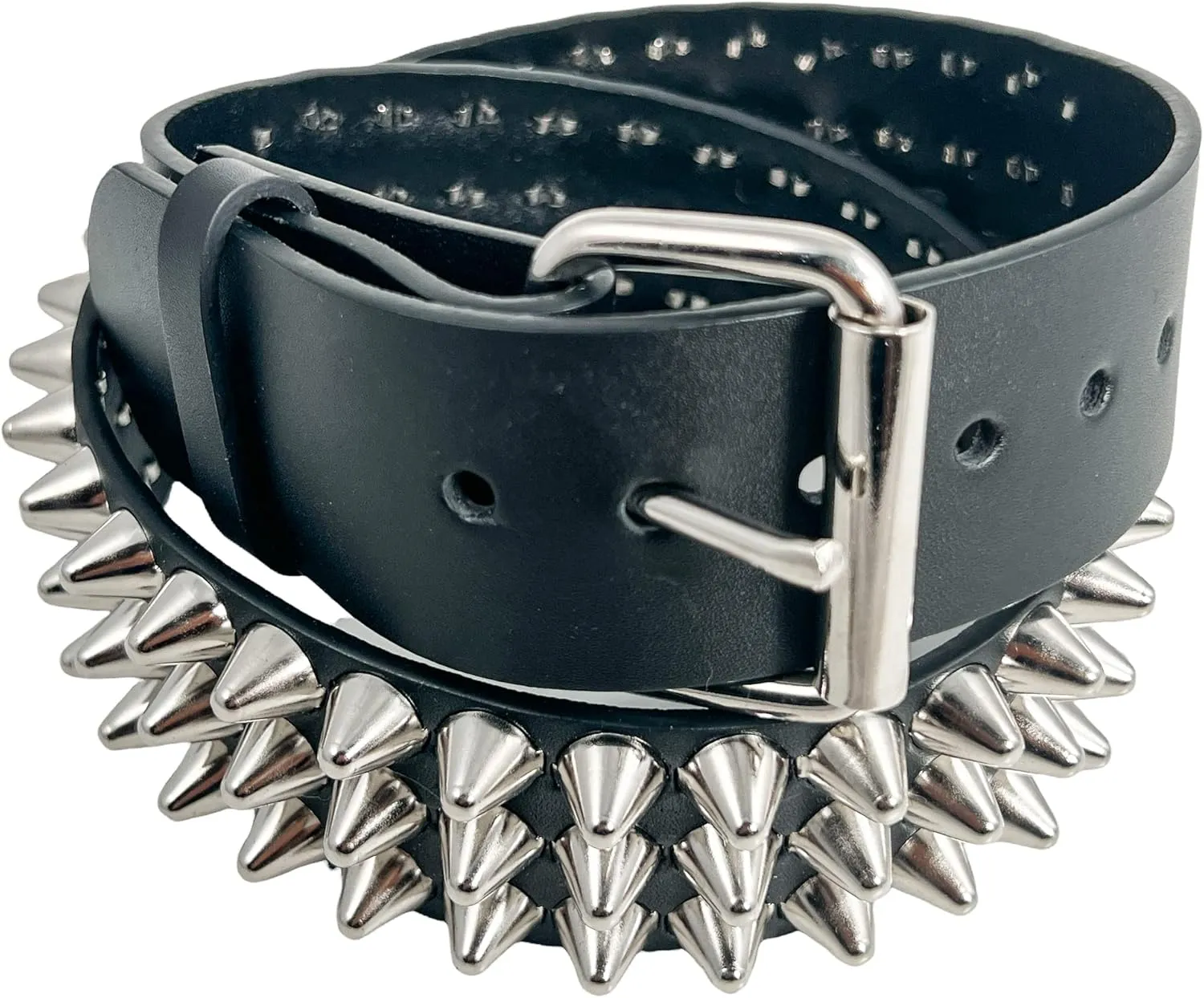 Three Row UK77 1/2" Conical Stud Belt USA Made Genuine Leather Punk Goth Thrash Metal