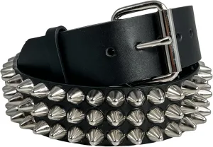 Three Row UK77 1/2" Conical Stud Belt USA Made Genuine Leather Punk Goth Thrash Metal