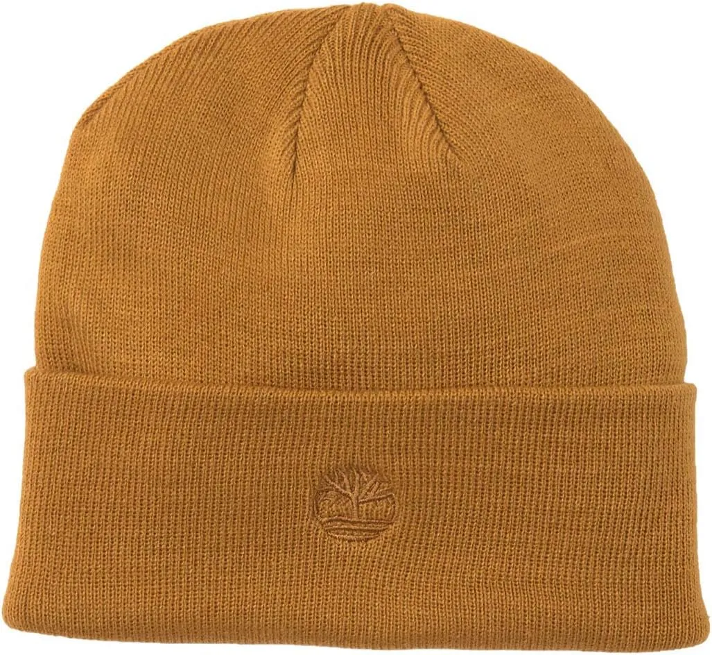 Timberland Men`s Embroidered Logo Cuffed Knit Beanie (Wheat(T100358C-231), One Size)