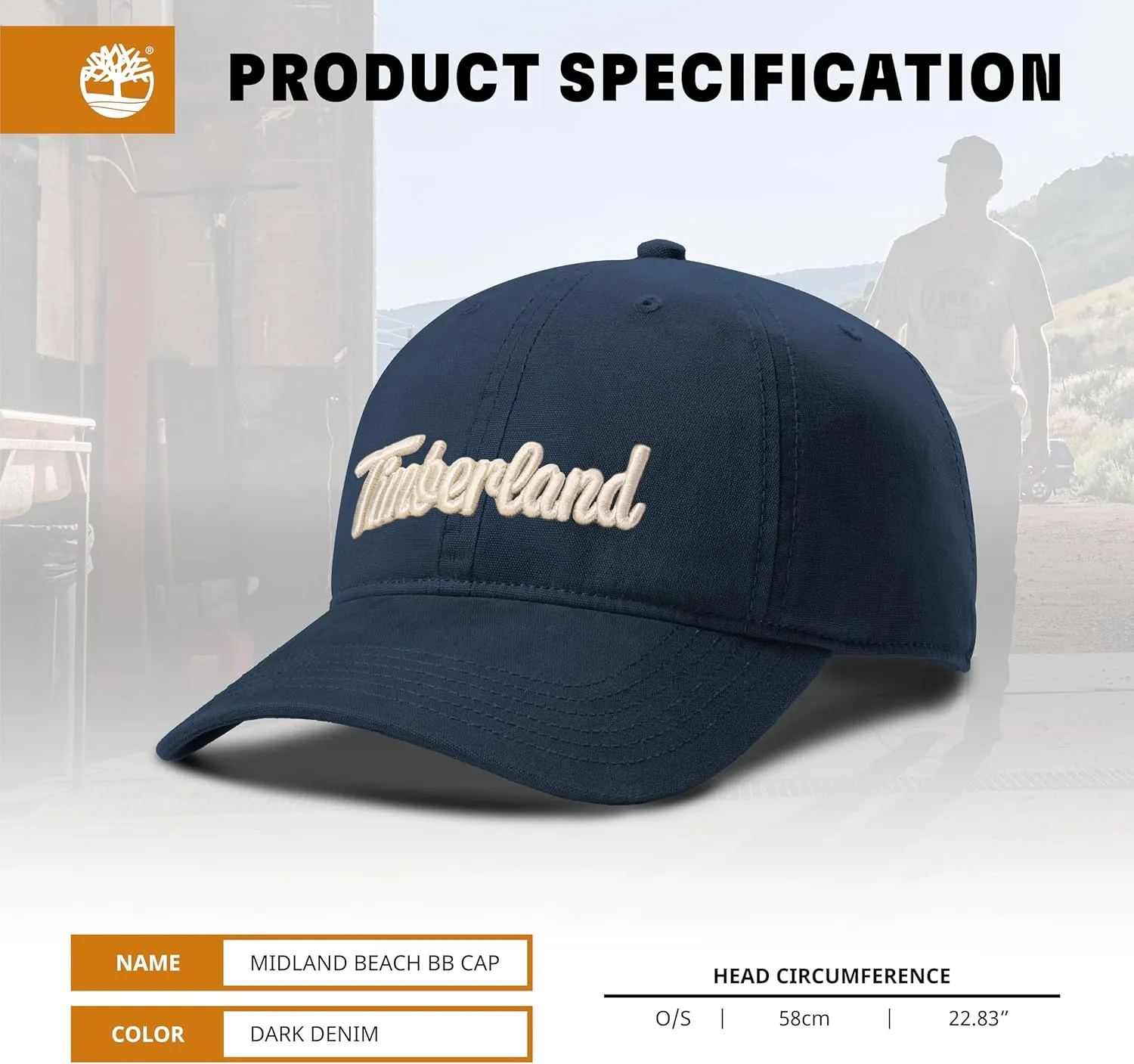 Timberland Midland Beach Men's Baseball Cap, Soft Cotton, Adjustable, Lightweight & Stylish Hat for Outdoor Activities