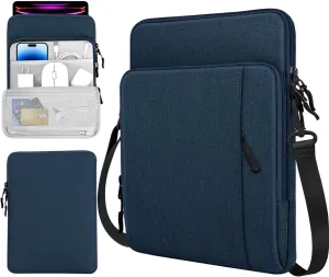 TiMOVO 12.9 Inch Tablet Sleeve Bag Carrying Case with Shoulder Strap for iPad Pro 12.9 M2 2022/2021/2020, Surface Laptop Go 12.4", Galaxy Tab S8 /S9  12.4" 2022/2023, Indigo