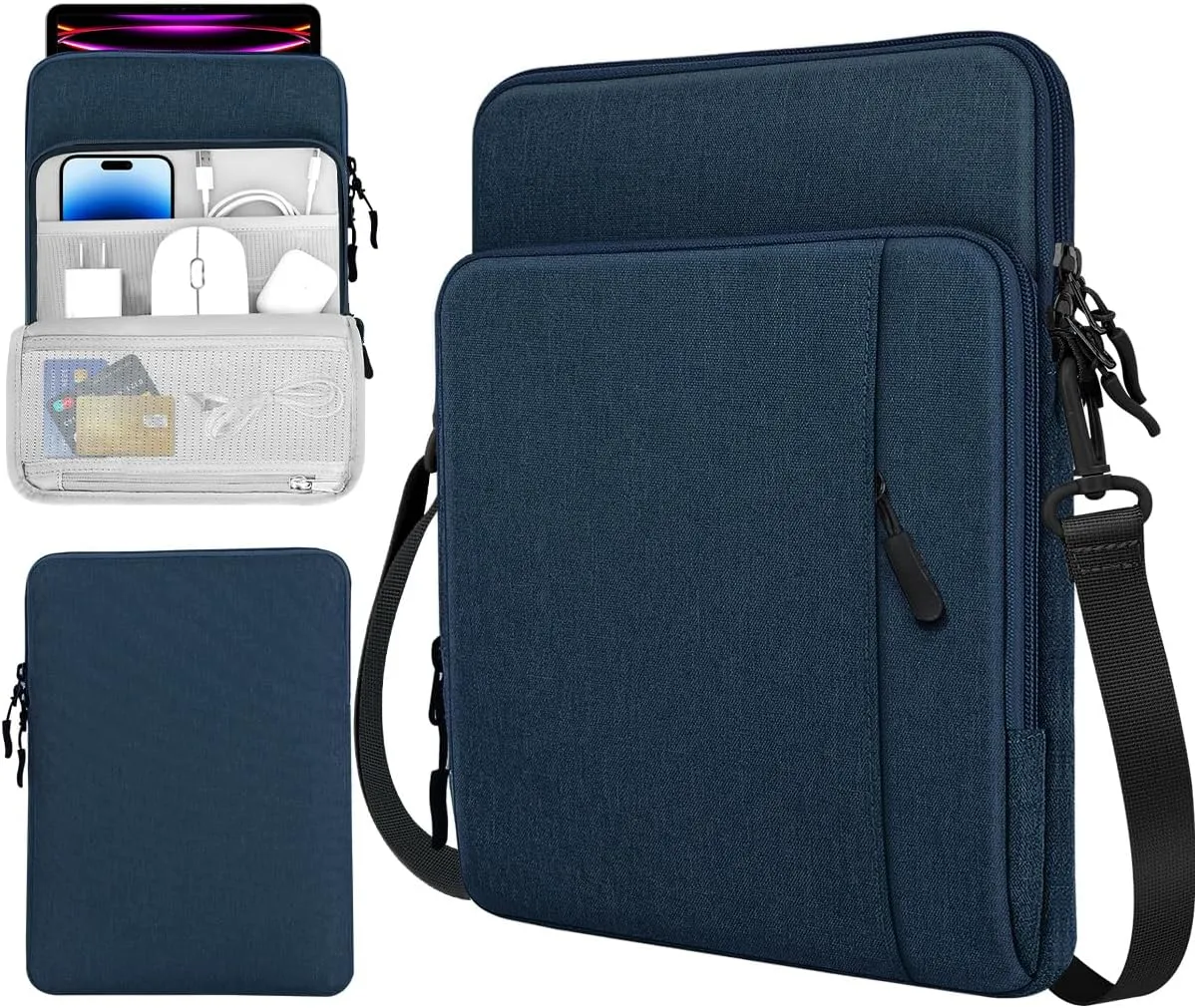 TiMOVO 12.9 Inch Tablet Sleeve Bag Carrying Case with Shoulder Strap for iPad Pro 12.9 M2 2022/2021/2020, Surface Laptop Go 12.4", Galaxy Tab S8 /S9  12.4" 2022/2023, Indigo