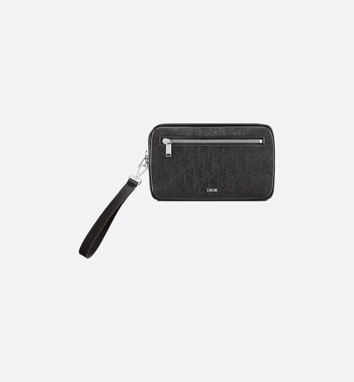 Toiletry Bag • Black Dior Oblique Galaxy Leather