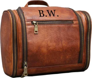 Toiletry Bag For Men, Genuine Leather Toiletries Organizer, Large Travel Hanging Toiletry Bag Water-resistant Bathroom Shaving Kit for Cosmetics, Makeup Case Travel Dopp Kit