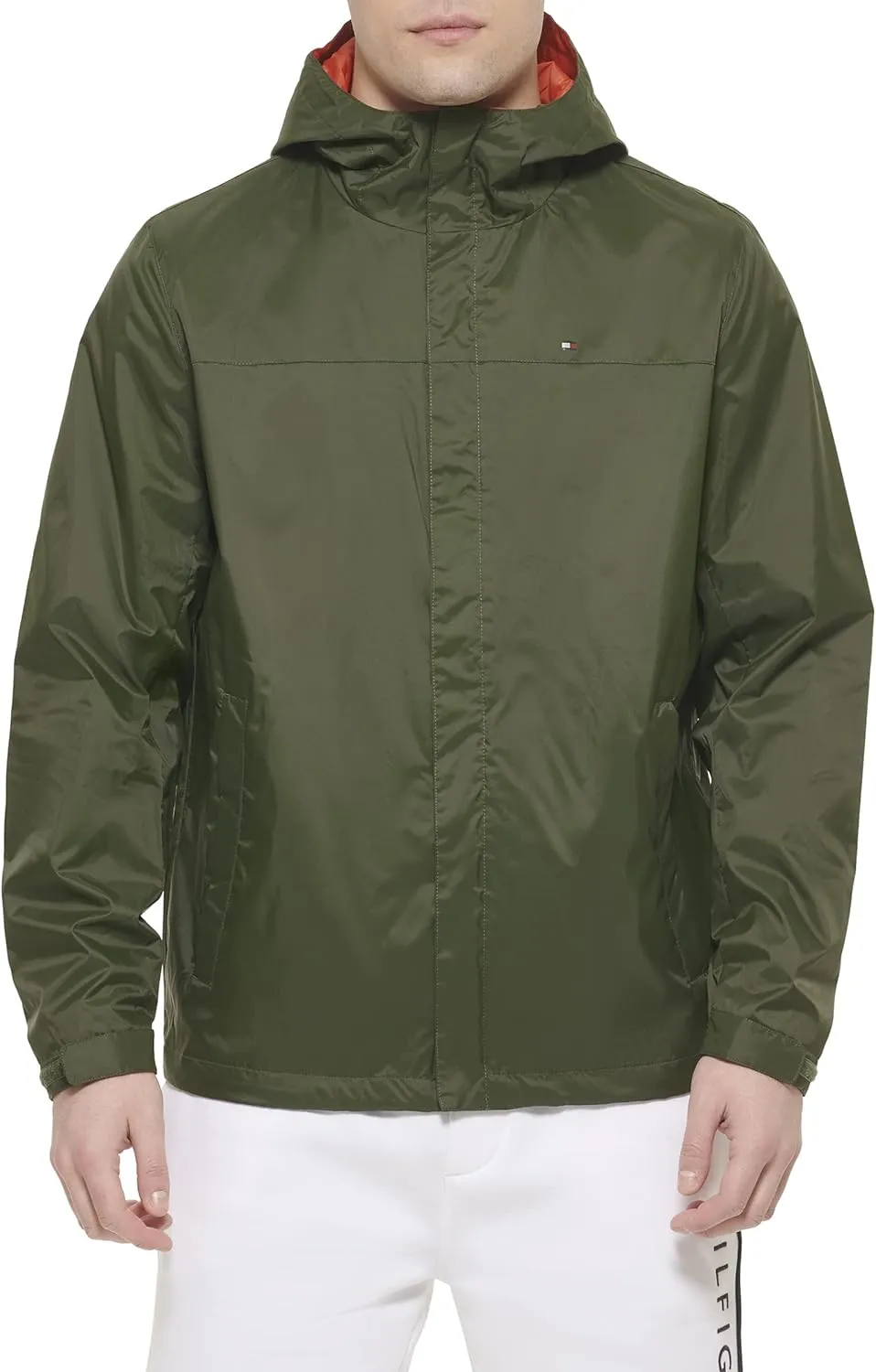 Tommy Hilfiger Men's Lightweight Breathable Waterproof Hooded Rain Jacket
