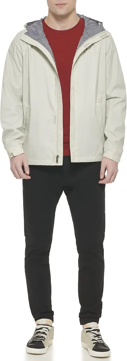 Tommy Hilfiger Men's Lightweight Breathable Waterproof Hooded Rain Jacket