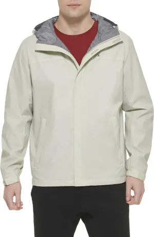 Tommy Hilfiger Men's Lightweight Breathable Waterproof Hooded Rain Jacket