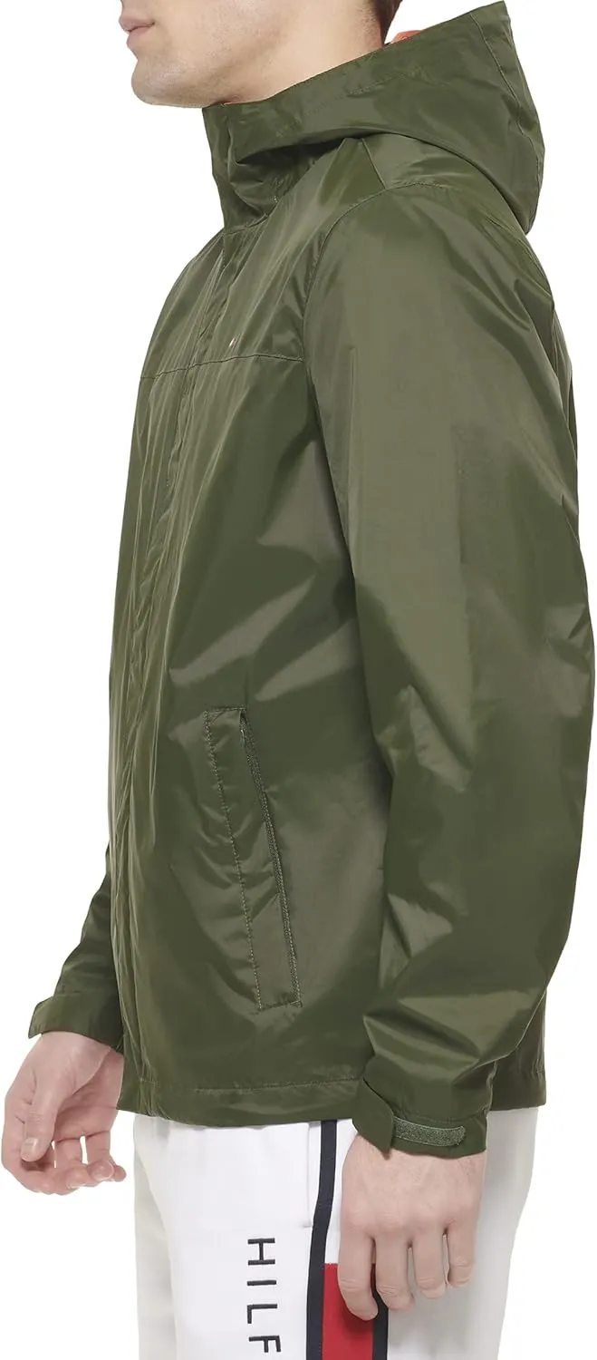 Tommy Hilfiger Men's Lightweight Breathable Waterproof Hooded Rain Jacket