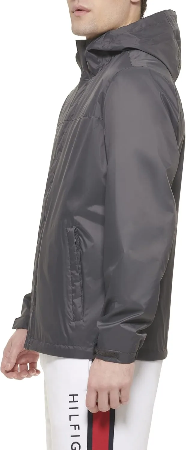 Tommy Hilfiger Men's Lightweight Breathable Waterproof Hooded Rain Jacket
