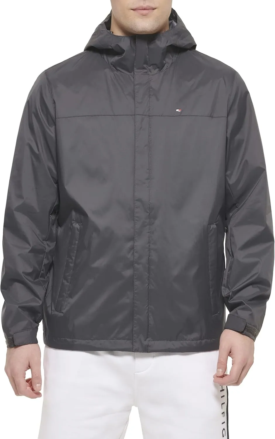 Tommy Hilfiger Men's Lightweight Breathable Waterproof Hooded Rain Jacket