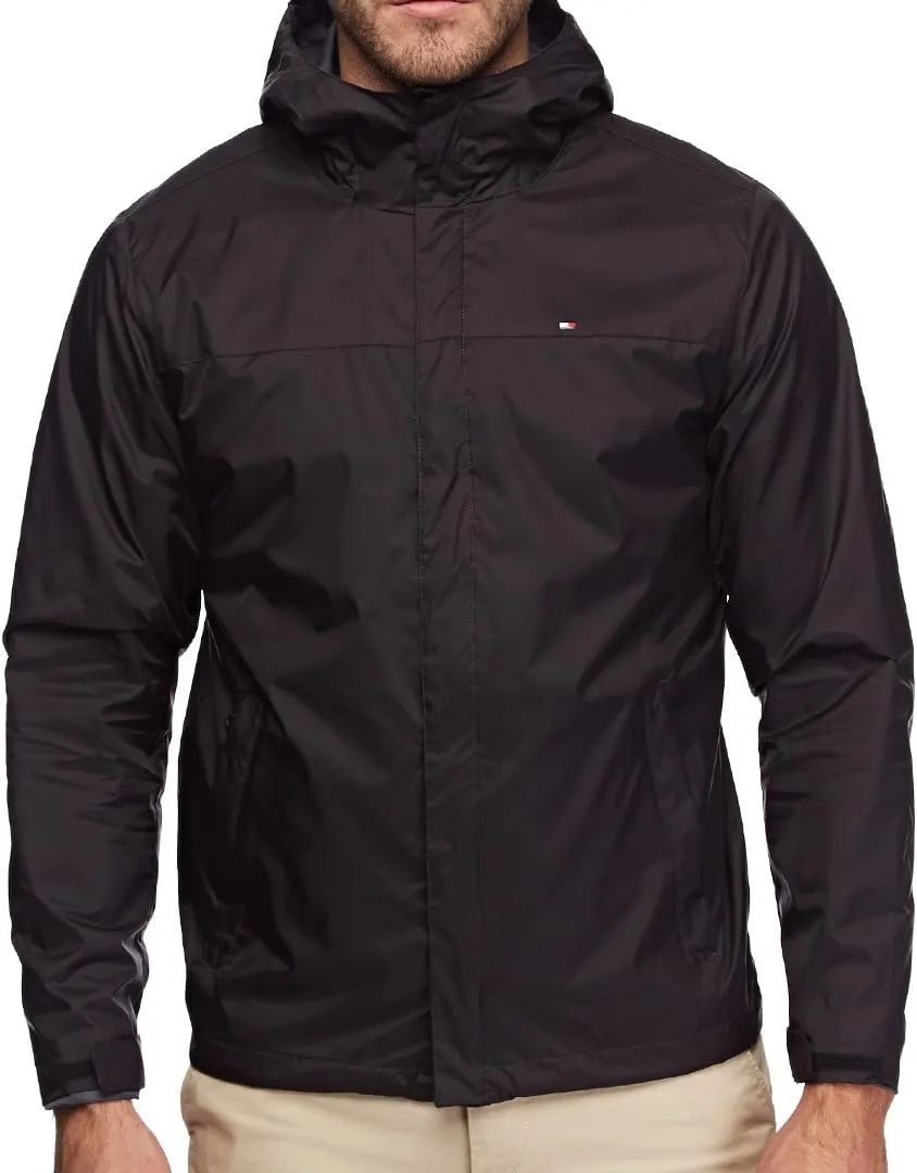 Tommy Hilfiger Men's Lightweight Breathable Waterproof Hooded Rain Jacket