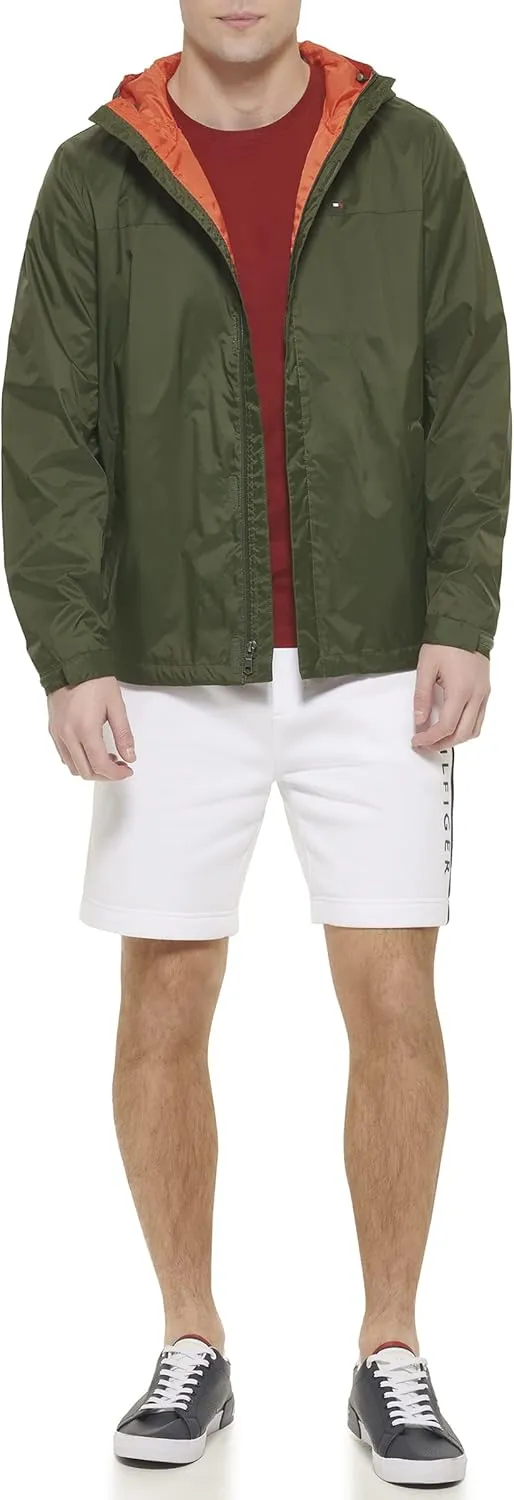 Tommy Hilfiger Men's Lightweight Breathable Waterproof Hooded Rain Jacket