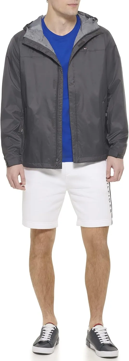 Tommy Hilfiger Men's Lightweight Breathable Waterproof Hooded Rain Jacket
